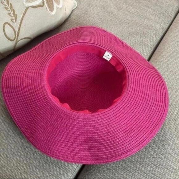 Pink Beachy Straw Floppy Hat Coastal Grandma Spring Beaded - Picture 5 of 6